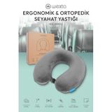 Wexta Ergonomik Ortopedik Seyahat Boyun Yastığı, Visco Sünger, Gri, 30x30 cm