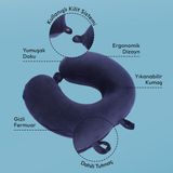 Wexta Seyahat Boyun Yastığı Lacivert 29X27 cm Ergonomik Dizayn ve Yıkanabilir Kumaş Özellikli