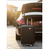Wexta WX-1001 Siyah Kabin Boy Valiz 55x39x22 cm ABS Malzeme ile Teleskopik Sap ve Şifreli Kilit - Antrasit