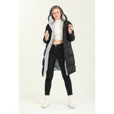 Weyeze AC-K50251LNS Siyah Çift Taraflı Kadın Uzun Şişme Mont