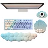 WFCYGL Bulut Klavye Bilek Dinlenme Seti Ergonomik Oyun Mouse Pad Bilek Dinlenme Bellek Köpüğü Bilek Pad Bilgisayar Klavye Desteği Bellek Köpük Bilek Desteği Yazmak için Ağrı kesici Ev Ofis Camgöbeği Sarı
