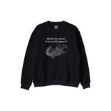 What's the Worst That Could Happen? Deniz Canlısı Tasarımlı Siyah Bisiklet Yaka Sweatshirt