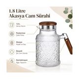 Wheat Grains Global Store 1.8 Litre Akasya Kapaklı Cam Sürahi – Isıya Dayanıklı & Şık Tasarım - 1BW-Beyaz - --