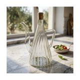 Wheat Grains Global Store 500 ml Akasya Ahşap Kapaklı Borosilikat Cam Yağlık ve Sirkelik - Düz ve Çizgili Desen Seçenekleriyle Şık Konik Tasarımlı Cam Kulplu Damlatmaz Mutfak Gereci (Çizgili) - 0 - Siyah - Option-1
