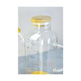 Wheat Grains Global Store 800 ml Bambu Kapaklı Borosilikat Cam Kare Yağlık - Option-1