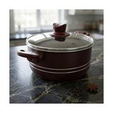 Wheat Grains Global Store Assos Derin Tencere - Bordo Renkli, Çift Çizgi Detaylı Cam Kapaklı Yanmaz Yapışmaz Tencere 20 cm ve 26 cm Seçenekli - (No Color) - Option-1