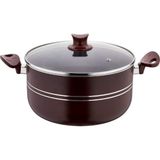 Wheat Grains Global Store Assos Maxi Derin Tencere Bordo - Yanmaz Yapışmaz Çizgili Desenli Cam Kapaklı Geniş Kapasiteli Çorba ve Sulu Yemek Tenceresi 26 cm ve 28 cm Seçenekli - (No Color) - Option-1