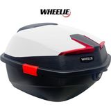 WHEELIE XT01-W 32 Litre Motosiklet Arka Çanta Beyaz Parlak Su Geçirmez ABS Top Case Çift Kilitleme Üniversal