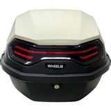 WHEELIE XT08-IW 32 Litre Motosiklet Arka Çanta Fildişi Beyaz Parlak Su Geçirmez ABS Çift Kilitleme Üniversal
