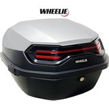 WHEELIE XT08-SW 32 Litre Motosiklet Arka Çanta Gümüş Beyaz Parlak Su Geçirmez ABS Malzeme