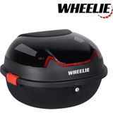 WHEELIE XT11-B 28 Litre Motosiklet Arka Çanta Siyah Parlak Su Geçirmez ABS Top Case Çift Kilitleme Üniversal