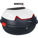 WHEELIE XT11-W 28 Litre Motosiklet Arka Çanta Beyaz Parlak Su Geçirmez ABS Top Case Çift Kilitleme Üniversal