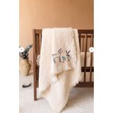 Wheeppo %100 Pamuk 4 Katlı Müslin Bebek Battaniyesi - Nakışlı - 100x110 cm