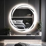 Whirilwind Beyaz Led'li Lazer Kumlamalı Lavabo & Banyo Aynası (Dokunmatik Sensörlü) - Beyaz Ledli - 80 x 80