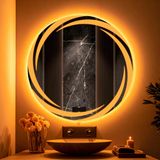 Whirilwind Led'li Lazer Kumlamalı Lavabo & Banyo Aynası (Dokunmatik Sensörlü) amber led 70 x 70