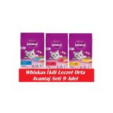 Whiskas İkili Lezzet Orta Avantaj Seti, 9 Adet, 2700 gr, Yetişkin Kedi Kuru Maması