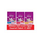 Whiskas İkili Lezzet Yoğun Tasarruf Paketi, 15 Adet, 4500 g, Kedi Kuru Maması