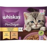 Whiskas Junior Kitten Pure Delight Pouch Kedi Yaş Mama(4X85gr)5Adet Kümes Hayvanlı Tavuk Hindi Jöle