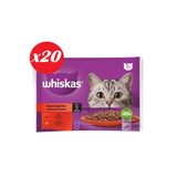 Whiskas Kedi Konserve Maması, Sığır ve Tavuk, Sos İçerisinde, 1+ Yaş, 20'li Set (4x85gr)