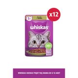 Whiskas Kuzulu Poşet Yaş Kedi Mama, 85 g, 12'li Set