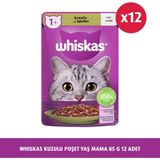 Whiskas Kuzulu Poşet Yaş Mama 85 g 12x Yetişkin Kediler İçin Lezzetli Tahıllı Besin