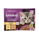 Whiskas Pouch Güveç Etli Pure Delight Tavuklu ve Somonlu Yavru Kedi Yaş Maması 4X85 gr (13 Paket, 52 Adet Tekli)