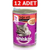 Whiskas Sığır Etli Ekonomik Konserve Yaş Kedi Maması 400 gr 12 Adet Tam ve Dengeli Besin