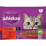 Whiskas Sığırlı Tavuklu Kedi Yaş Mama (4X85gr) 5Adet Klasik Öğünler Kedi Konserve Gravy Soslu