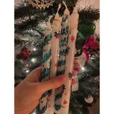 Whiskers Candle Yılbaşı El Çizimi Şamdan Mum 4'lü Set - 1 Adet