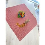 White Alamode Pötikare Kırmızı Beyaz Kareli Masa Örtüsü - 80 x 80 cm - Kırmızı - Beyaz