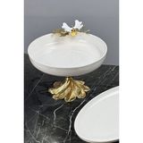 White Butterfly Kand Ayaklı Porselen Salata Sunum Kasesi - Beyaz