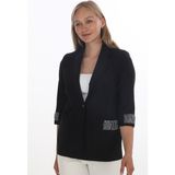 White Diamond Kadın 3/4 Kol Çizgili Detaylı Modern Kesim Blazer Ceket - 40 - Siyah