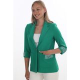 White Diamond Kadın 3/4 Kol Çizgili Detaylı Modern Kesim Blazer Ceket - 44 - Yeşil
