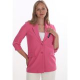 White Diamond Kadın Iki Düğmeli Yakası Detaylı Blazer Ceket - 40 - Pembe