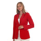 WHİTE DİAMOND Kadın Kırmızı Önü Düğmeli Astarlı Şık Blazer Ceket
