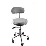 White Furniture Arena Deri Arkalıklı Tekerlekli Tabure Modell - Gri