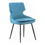 White Furniture Donna Metal Siyah Ayak Poliüretan Sünger Deri Rahat Sandalye - Mavi