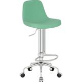 White Furniture Ikona Küçük Tekerlekli Bar Sandalyesi - Petrol Yeşili