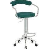 White Furniture Nessa Tekerlekli Bar Sandalyesi - Petrol Yeşili
