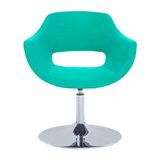 White Furniture Ultra Dönebilir Krom Flaş Ayak Poliüretan Sünger Ofis Bekleme Otel Lobi Sandalyesi - Turkuaz