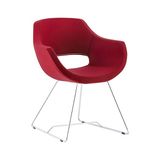 White Furniture Ultra Krom Metal Ayak Poliüretan Sünger Yeşil Kaşe Kumaş Rahat Ofis Bekleme Sandalyesi - Kırmızı