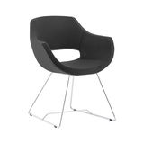 White Furniture Ultra Krom Metal Ayak Poliüretan Sünger Yeşil Kaşe Kumaş Rahat Ofis Bekleme Sandalyesi - Koyu Gri