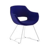 White Furniture Ultra Krom Metal Ayak Poliüretan Sünger Yeşil Kaşe Kumaş Rahat Ofis Bekleme Sandalyesi - Lacivert