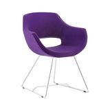 White Furniture Ultra Krom Metal Ayak Poliüretan Sünger Yeşil Kaşe Kumaş Rahat Ofis Bekleme Sandalyesi - Mor