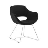 White Furniture Ultra Krom Metal Ayak Poliüretan Sünger Yeşil Kaşe Kumaş Rahat Ofis Bekleme Sandalyesi - Siyah