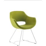 White Furniture Ultra Krom Metal Ayak Poliüretan Sünger Yeşil Kaşe Kumaş Rahat Ofis Bekleme Sandalyesi