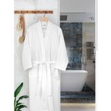 White Home Pike Desenli Bornoz - M - L / L - XL - Beyaz