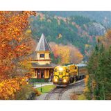 White Mountain 1000 Parça Tren Yapboz Sonbahar ve Sonbahar Bulmacaları Yetişkinler ve Aile için Büyük Parçalar Hediye 60x76 cm - Manzaralı Demiryolu