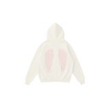 WHITE OF CREATIVE Kadın Sırt Melek Kanatları Baskılı Oversize Hoodie 3 İplik Kapüşonlu Sweatshirt