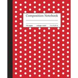 White Polka Dot on Red Composition Notebook: College Ruled Journal for Students and Women, for School, Planning, and Journaling, 7.5 x 9.25", 110 Pages